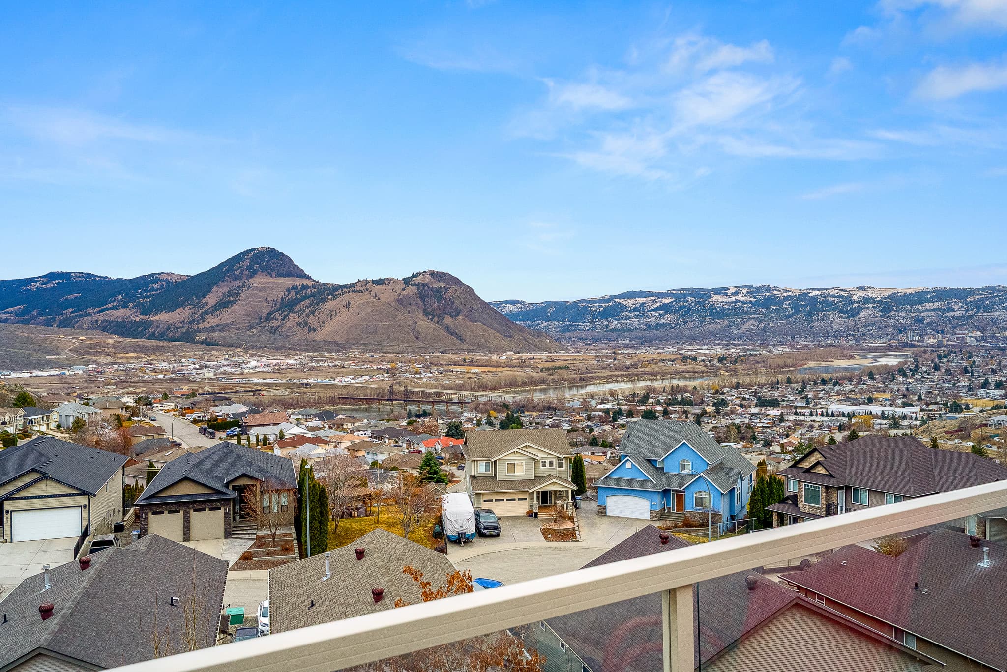 Panoramic valley and mountain views from the 421 sq ft balcony