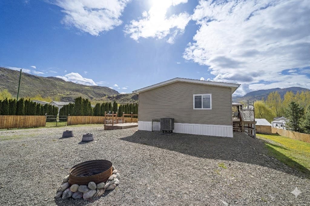 Backyard with mountain backdrop